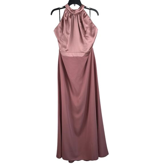 After Six Sienna Brown High Neck Halter Open-Back Evening Gown Plus 20 NWT - Picture 3 of 16